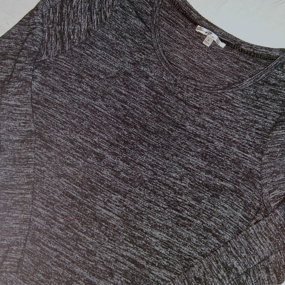 Seven7 Marled Knit Lace Trim Tunic Top Women's Long Sleeve Gray Size M